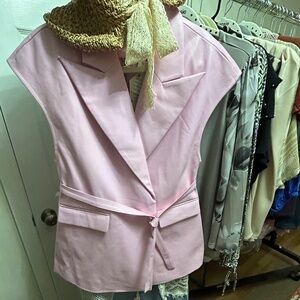 Pink Pleather w/Tie Belt Vest